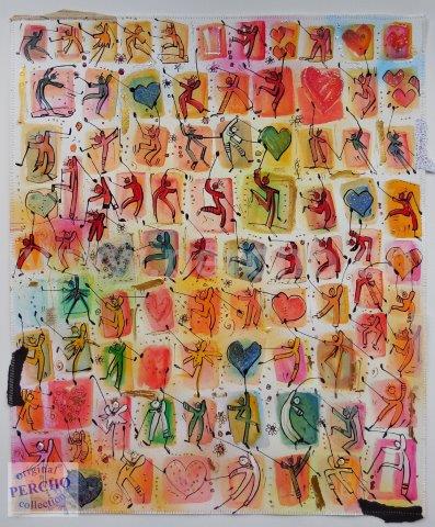 "Mouvement de vie, mouvement des coeurs"encre-aquarelle - technique mixte - peinture sélectionnée lors du concours 2016 de la Palette carougeoise. 